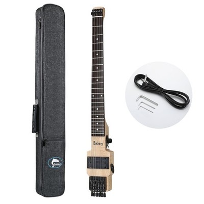 Batking Travel Guitar Electric Headless Guitar Brass Natural Fix Bridge W/Gigbag