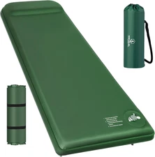 Memory Sleeping Pad, Ultra-Thick Foam Mat, Easy Storage, Fast Self-inflation
