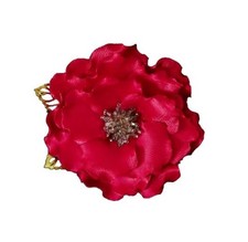 Red Flower Pin Brooch, Floral Brooch, Fabric Flower Brooch Pin for Women, Weddin