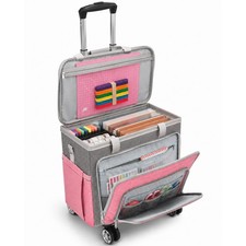 Rolling Teacher Tote Bag with Wheels Craft Storage Organizer Bag, Portable Wh...