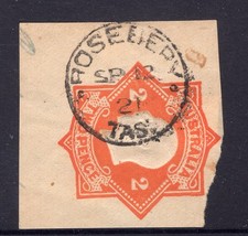 Tasmania nice ROSEBERRY 1921 pmk on embossed KGV 2d postal stationery clipping