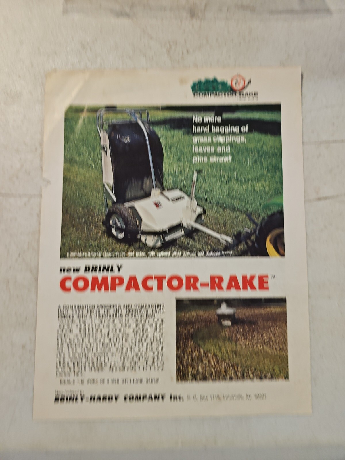 Vintage Brinly Hardy Compactor-Rake Lawn Sweeper Sales Brochure Flyer ...