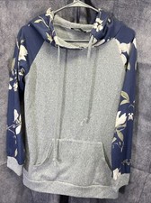 Loveu Dear szS Gray Hooded Sweatshirt Floral hood/Sleeves Drawstring pockets