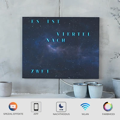 WordClock Jupiter SPACE -Wortuhr Deutsch - moderne LED Wanduhr mit Weltraummotiv - Bild 1 von 4