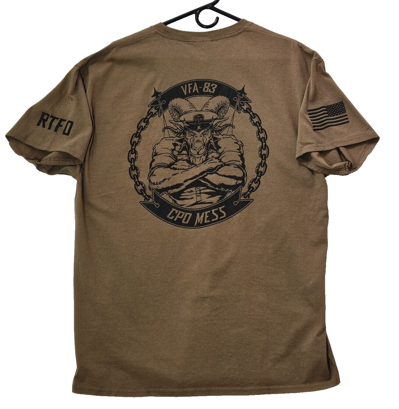 Fighter attack squadron VFA-83 CPD MESS US NAVY tee shirt SZ XL brown