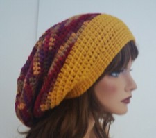 BRIGHT MULTI COLOR BAGGIE BAGGY SLOUCHY BEANIE HAT TAM CAP RASTA DREADS
