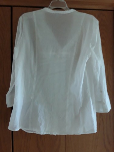 CHARTER CLUB KNIT TOP- 12- WHITE - CROCHET NECK - COTTON - 3/4 SLEEVES - Picture 3 of 6