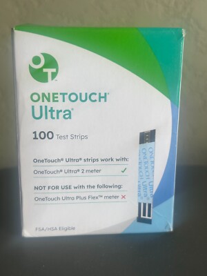 One Touch Ultra Blood Glucose Test Strips - 100 Count SEALED NEW 2-28-26 (2)
