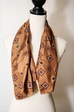Brown Satin geometric 11x72" rectangle scarf neck head