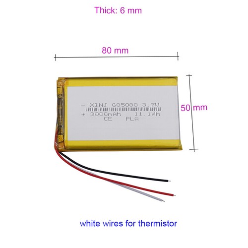 3.7V 3000mAh 11.1Wh Li Battery 605080 LiPo 3-Wires NTC Thermistor For GSP e-book - Picture 2 of 4