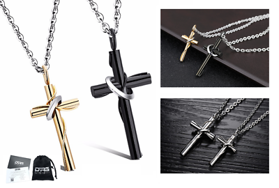 Collana Croce Acciaio Inossidabile 316l Jewelry - Collana Con Ciondolo Croce Di Gesù Cristo In Acciaio 316l Oro Ciondolo Gesù Cristo Unisex
