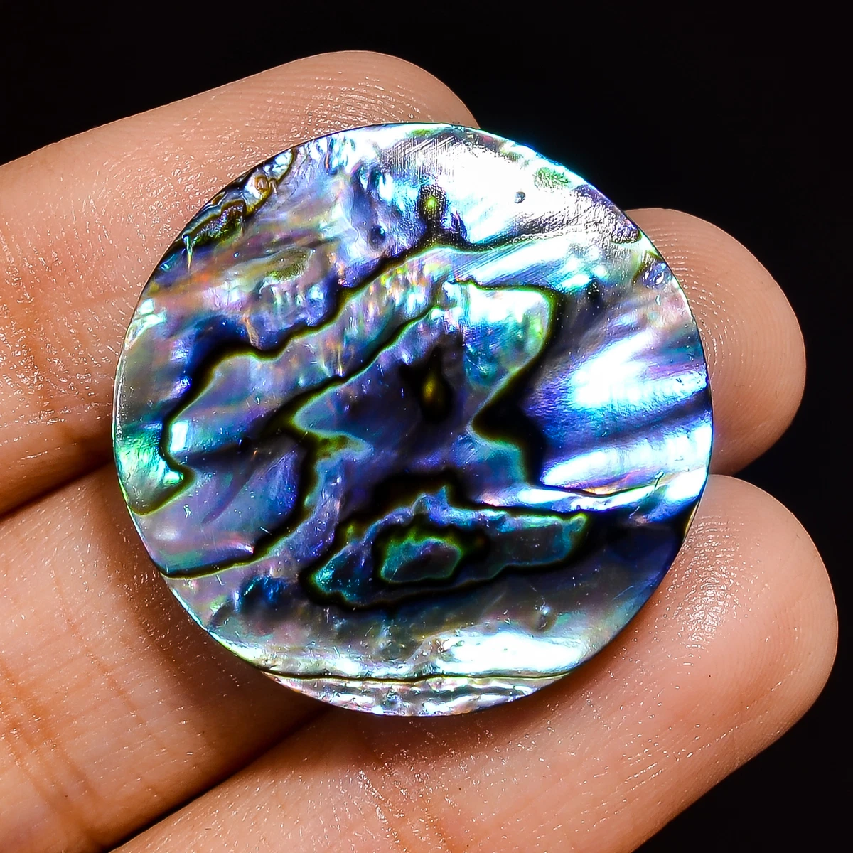 37.00 Cts Natural Abalone Shell Cabochon Loose Gemstone Round