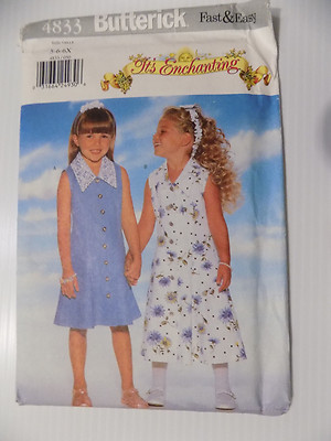 Butterick 4833 Fast & Easy Childrens Dress and Headband Size 5-6, 6X