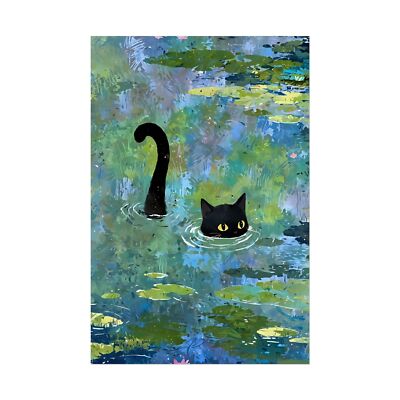 Whimsical Cat Art Roll-Up Poster, Cat Lover Decor, Cute Cat Wall Art, Unique