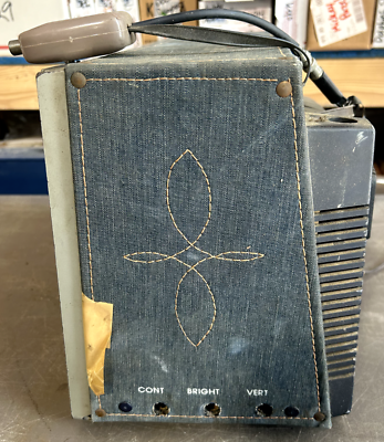 Vintage Zenith Sidekick F1343B12 Denim Wrapped TV Television Vintage Zenith Sidekick F1343B12 Denim Wrapped TV Television