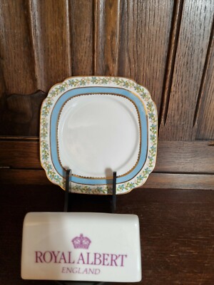 Antiker Royal Albert Thomas C Wild. c1920 T.C.W Quadratische Beilagenplatte Blau Blumenmuster 6''