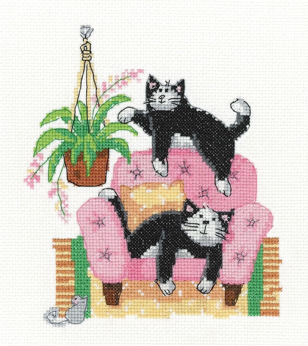 Heritage Crafts Cross Stitch Kit - Playful Cats