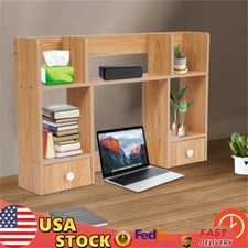 Desktop Storage Organizer Display Shelf Rack with 2 Drawers Desk Bookshelf Dorm