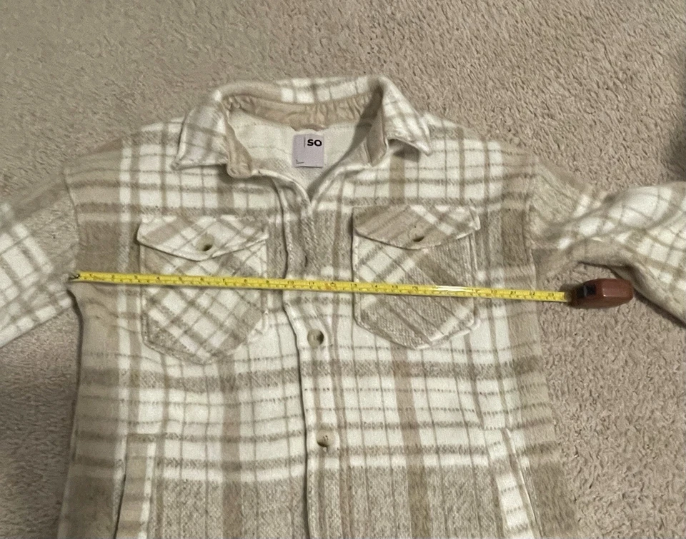 Женская толстая фланелевая шакетка маленькая желтовато-коричневая верхняя клетчатая пуговица спереди уютная, расслабленная - Изображение 4 из 4