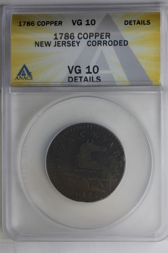 1786 .01 COPPER ANACS VG10 DETAILS NEW JERSEY  CORRODED - Picture 1 of 2