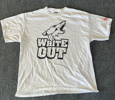 Arizona Coyotes T Shirt “White Out” Howling Logo Frys Food Stores