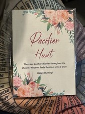 Pacifier Hunt Baby Shower Game One Sign and 50 Mini Pacifiers , Minimalist Ba...