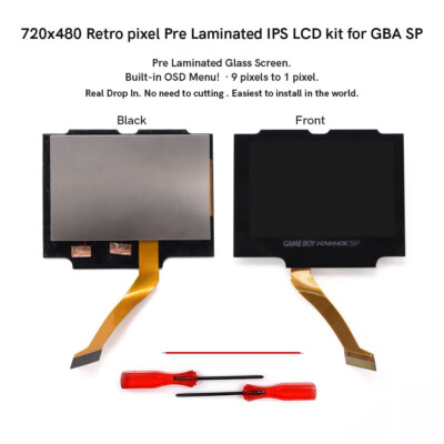 Hispeedido Gameboy Advance SP V5 Laminated 720x480 IPS LCD Kit NO SOLDER W/Shell