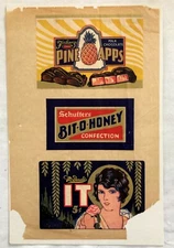 3 Different Candy Wrappers on one uncut sheet  Fisher's, Schutters, McDonalds