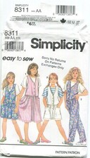 SIMPLICITY 8311 GIRLS' JUMPSUIT, JUMPER  TOP SZ 7-10 UNCUT 1993