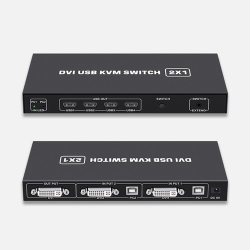 DVI KVM Switch Two In One Out 4K Two Computers Share USB Keyboard and Mouse Prin - Picture 13 of 13