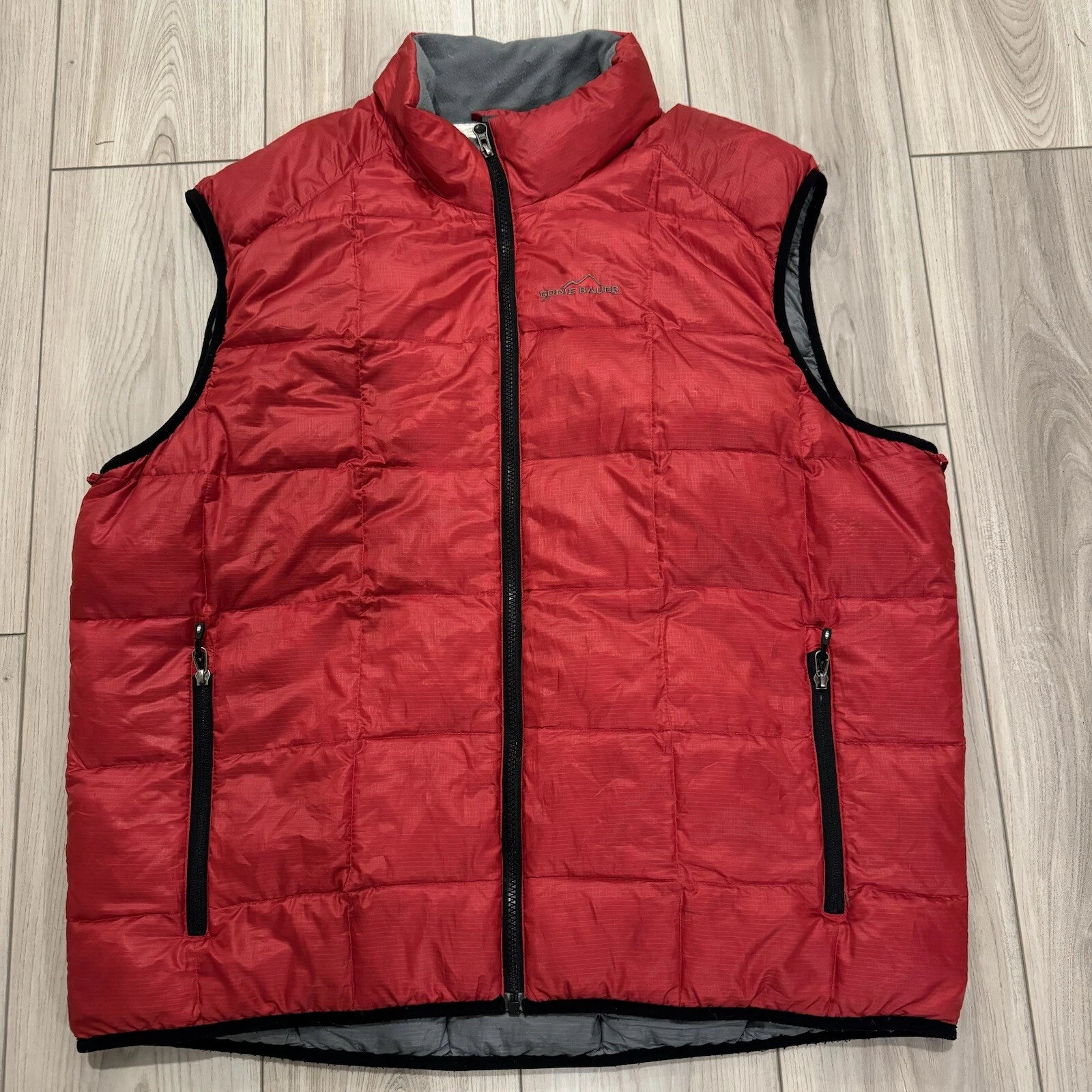 Eddie Bauer Vest Men’s Extra Large Red Goose Down EB700 Full Zip Sleeveless
