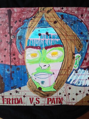 Frida Kahlo V.S Pain Surrealist Painting Tribute Artwork Original Signed