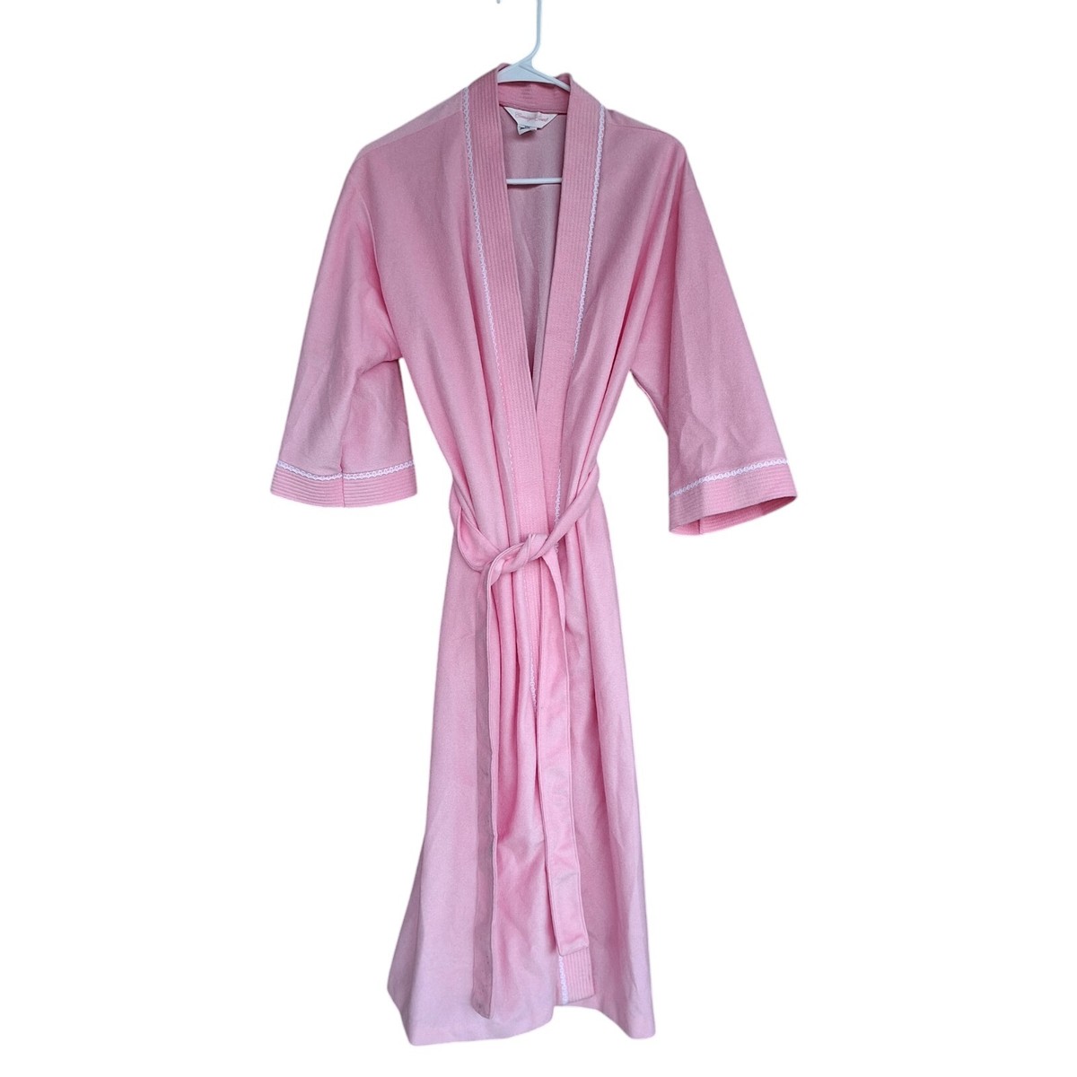 Vintage SEARS Nightgown Robe Duster Cover Pink Fleece M 12/14 USA