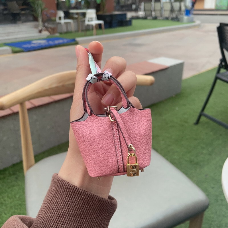Mini Women Girl Leather Handbag Keychain Coin Purse Car Bag Charm for AirPodDs