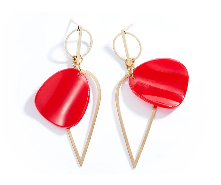 Lange XL Ohrringe Hänger Rot 750er Gold 18K vergoldet Trend  - Bild 2 von 4