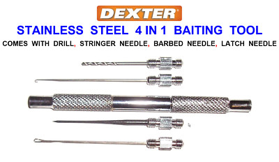 CARP FISHING BAITING TOOL KIT 4 IN 1 NEEDLE DRILL SET FOR BOILIES NUTS PELLETS