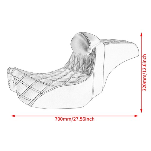 Step-Up Extended Passenger Driver Seat W/ Backrest Fit For Harley Dyna 06-17 - Picture 7 of 17