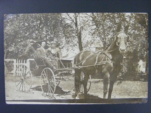 Horse & Buggy Norway Iowa Benton CO Oliver A Lee Real Photo Postcard RPPC 1912
