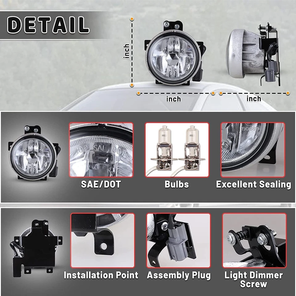 Luz antiniebla para Honda Element 2003-2005 2006 par de luces de parachoques kit de interruptor de cableado Foto 4 de 4