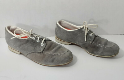 Vintage Endicott Johnson Bowling Shoes Womens Sliders Gray Suede Leather Size 6M