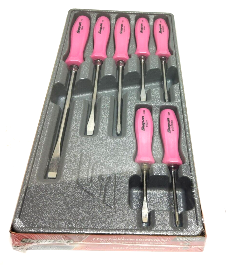 Snap-on Pearl Pink Hard Handled 7-piece Screwdriver Set SDDX70APP