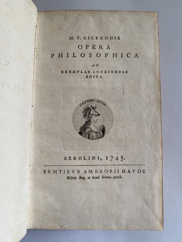 Ciceronis, M. T. Opera Philosophica. Ad Exemplar Londinense Edita. Berolini, Amb - Foto 1 di 17