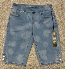 DG2 by Diane Gilman Stretch Denim Pull-On Bermuda Shorts Chambray Cloud 12P 12