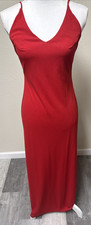 Vtg Y2K Maxi Dress Rampage Red 90s Strappy Formal Gown Rhinestones Fairy Vamp
