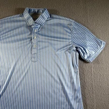 Collars and Co Shirt Mens XL Blue Striped Collar Polo Performance Golf