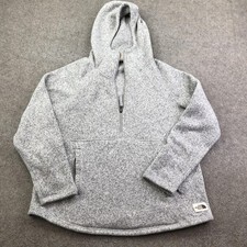 The North Face Hoodie Womens Large Gray 1/4 Zip Fleece Lined Pullover Top