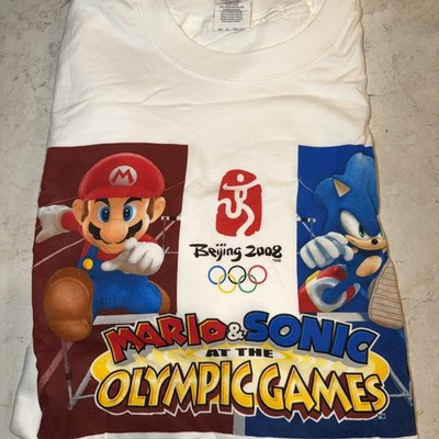 Vintage Mario Sonic Olympics Winter Games 2008 Promo T-Shirt XL Video Game Sport