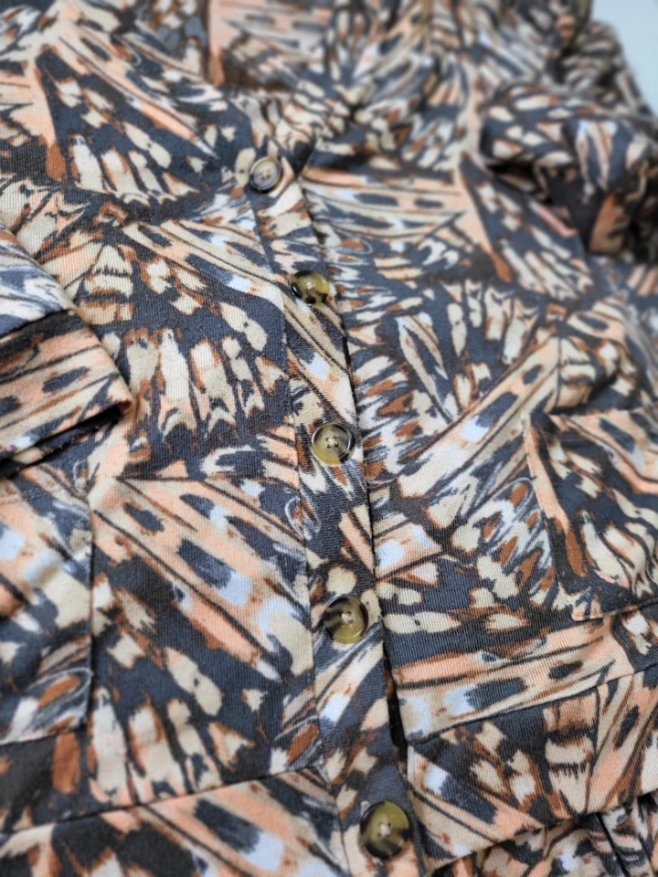 Pajama Set 2 pc size 2X BRown / Peach Patterned Joyspun - Image 2 of 4