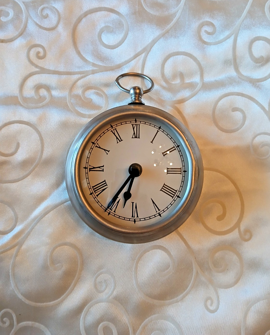 Steel Hanging Pocket Watch Style Desk / Wall Clock