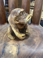 ChiselCraft Hand Made Wooden Chimp Monkey Wood Carving ,  In Or Outdoor Use